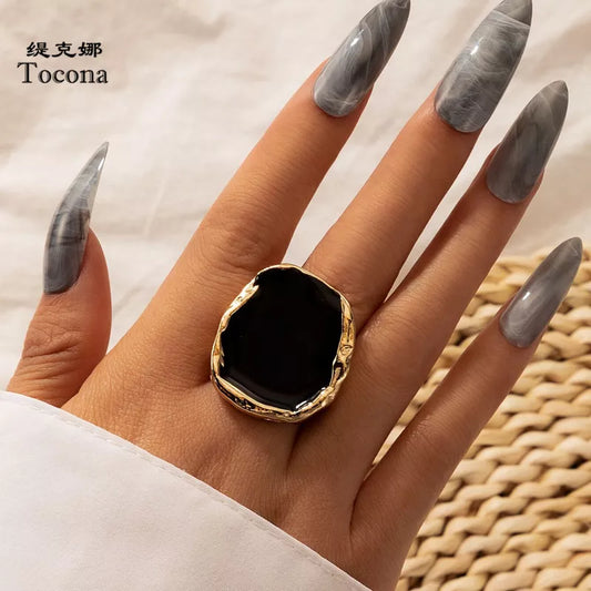 Black Stone Joint Ring for Women